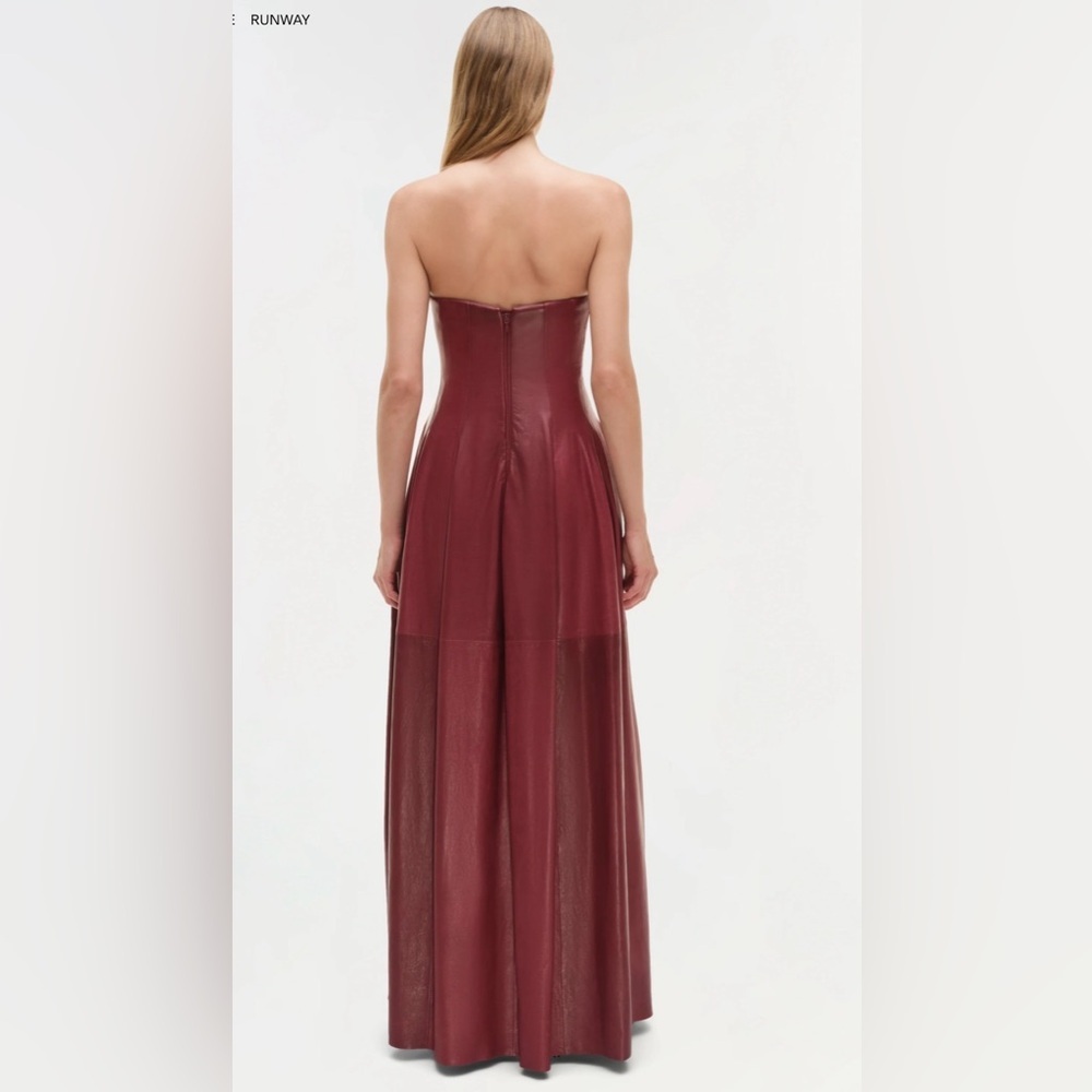 SIMKHAI Carrington Bustier Lambskin Gown In Cranberry ASO Taraji Size XS RUNWAY. - Picture 4 of 12